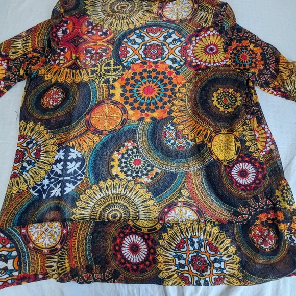 Multiples Bohemian Bold Patterns Bright Cors Cardigan Cover Duster Kimono Large - Picture 8 of 11